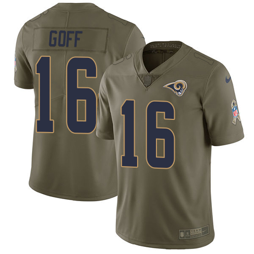 Nike Rams #16 Jared Goff Olive Men's Stitched NFL Limited Salute to Service Jersey